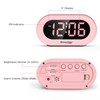 REACHER Pink Girls Alarm Clock for Kids Bedroom, Dimmable LED