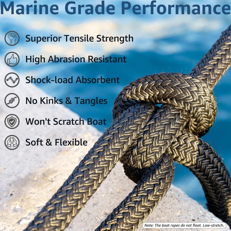 PACTHSD Boat Dock Lines 2 Pack 3/8" x 25' Double