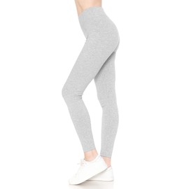 Leggings Depot Women's Cotton Spandex Leggings, Full Length, Yoga Heather Grey, X-Small
