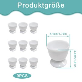 Set of 9 Round Egg Cups 4.4 x 4.6 cm, Egg Cups, White Egg Cup Set, for Breakfast Egg at Brunch and Buffet Easter Gifts, Egg Stand for Any Breakfast Table Hard and Soft Boiled Eggs