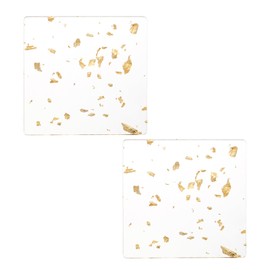 uxcell 2pcs Gold Foil Acrylic Cup Coaster, Square Acrylic Drink Coaster Non-Slip Table Coaster for Dining Table Centerpiece Decor