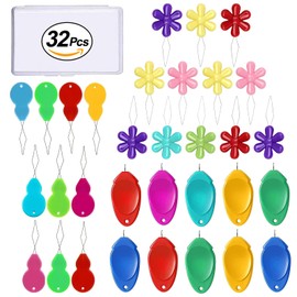 CousDUoBe 32Pcs Needle Threaders for Hand Sewing,3 Type Simple Needle Threaders，Plastic Wire Loop DIY Needle Threader Hand Machine Sewing Tool for Sewing Crafting with Clear Box