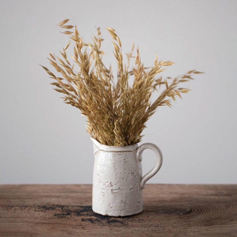 28 oz. Stoneware Pitcher, Reactive Glaze, White (Each One Will