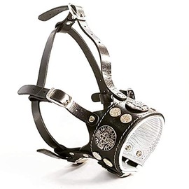 Bestia Hektor Leather Dog Muzzle. Studded design. 100% genuine leather