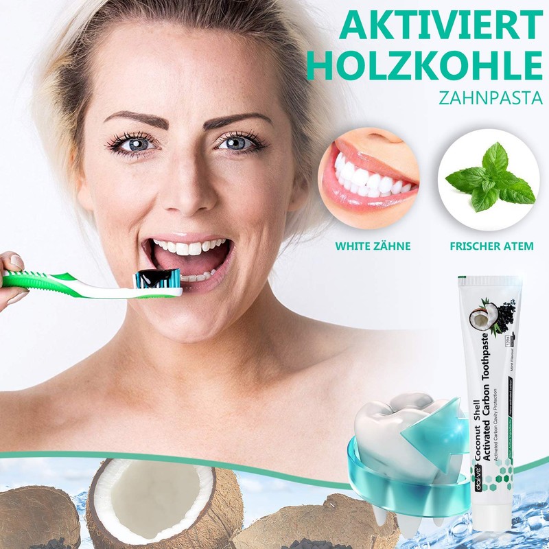 Activated Carbon Toothpaste, Black Toothpaste, Natural Teeth Whitening, Coconut Activated
