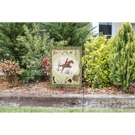 Moslion Farmhouse Garden Flag Vertical Double Sided Equestrian Sport with Horse Rider England Steeplechase Grass Tree House Flags Home Burlap Banners 12.5x18 Inch for Outdoor Decor Lawn