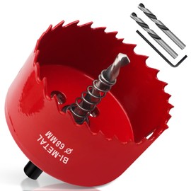 Yeepeo Hole Saw 68 mm, Universal HSS M42 Bi-Metal Hole Saws, Circular Hole Saw with Hex Shank and Drill Bit Set Drill Bit for Wood, Drywall, Plastics, 1 Piece Red