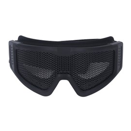 Safety Goggles Breathable Shock Resistant Iron Mesh Patterned Wind Sand Proof for Military CS Outdoor Game Fans Black