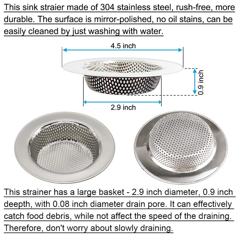 Seatery 2PCS Kitchen Sink Strainers, Sink Drain Filter, Sink Basket