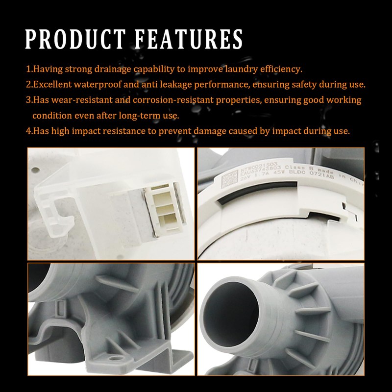 Washer Drain Pump Assembly Compatible with LG Washer Replace EAU63743803,