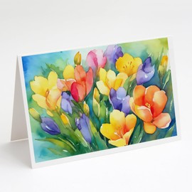 Caroline's Treasures DAC1568GCA7P Freesias in Watercolor Greeting Cards and Envelopes Pack of 8 Blank Cards with Envelopes Whimsical A7 Size 5x7 Blank Greeting Cards