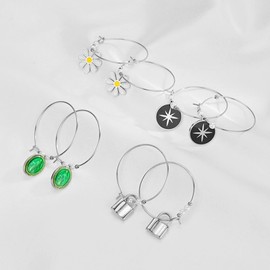 200Pcs Wine Glass Rings Earring Hoops 25mm Hypoallergenic Round Hoop Earring Wire Hoops Open Earring Beading Hoops Earring Finding for Jewelry Making Wedding Birthday Party Festival Favor(White K)