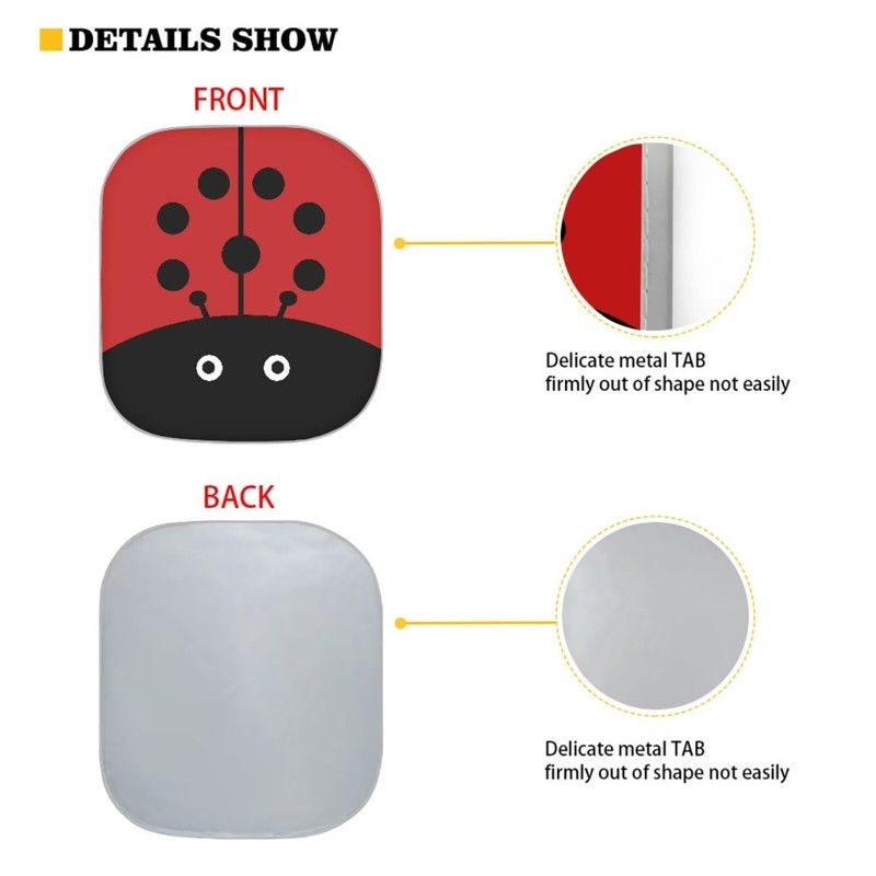 KEIAHUAN Ladybird Pattern Car Sun Shade Windshield 2 Pack Auto