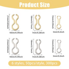 FREEBLOSS 300Pcs Stainless Steel Fishing Sinker Eyes Eyelets for Weight Pouring "8" Shaped 6 Styles DIY Fishing Lures Eyelet Swivels Clip Tackle Accessories