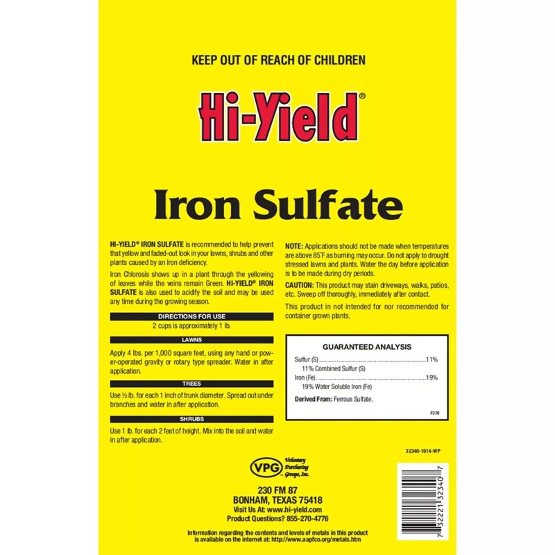 Hi-Yield VPG (#32340) Hi-Yield Iron Sulfate, 4# bag