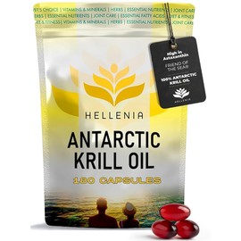 100% Antarctic Krill Oil Capsules 500mg | 180 Softgels | Natural Source of Astaxanthin & DHA | 3 Month Supply | High Strength Krill Oil - Made for Hellenia Healthfoods