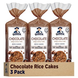 Quaker Large Rice Cakes, Chocolate, 7.23 oz Bags, (3 Pack), Gluten Free, Whole Grain, No Added Colors