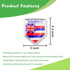 Newperlite Hawaii Flag Decal Sticker Car Emblem Hawaii Flag Car Decoration Accessories Chrome Shield for Truck Vehicles Cars, 2 Pack