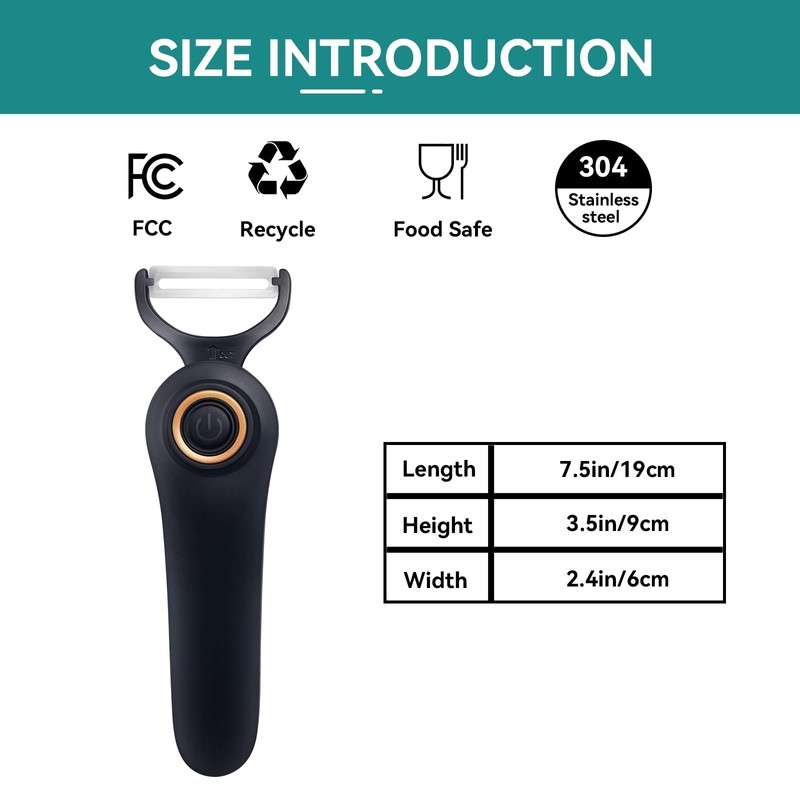 SUNHAIXIA Electric Peeler, 3 Stainless Steel Blades, Fruit & Potato