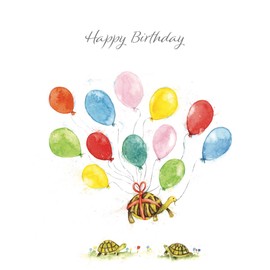Twizler Birthday Card - Flying Tortoise - Happy Birthday Card for Men or Women - Birthday Card for Him or Her - Birthday Card for Husband Wife Boyfriend Girlfriend Partner