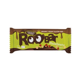 Roobar Haselnuss-Riegel mit Schokoladenüberzug – 100% Bio, Vegan, Fruchtriegel, milchfrei & glutenfrei, ohne raffinierten Zucker - 16 x 30g Riegel