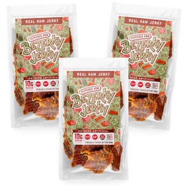 All Natural Real Ham Jerky | Peppered Ham | Small Batch Handcrafted | Old Fashioned | Low Fat High Protein | Gluten-Free | Non-GMO | Small Batch Handcrafted | Healthy Snack | Bezerky Jerky | Pack of 3