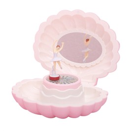 Shell Shape Ballet Girl Music Box with Mirror Jewelry Storage Box Classic Retro Melody Gift For Birthdays Holidays Wedding Party