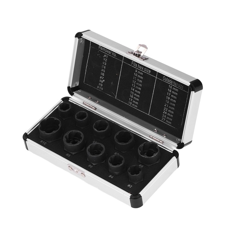 10Pcs Nut Remover Set Stripped Lug Bolt Broken Screw Extractor