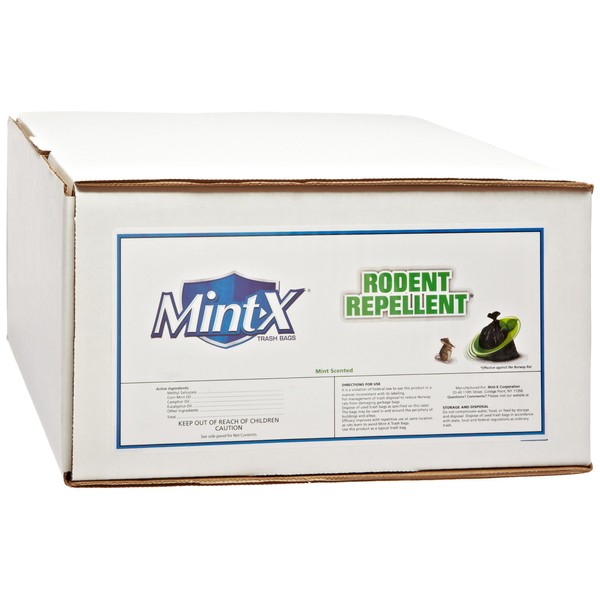 Mint-X Rodent Repellent Trash Bags, 1.3 Mil, Flat Seal, 46" Height x 40" Length, Clear (Pack of 100),MX4046XHC
