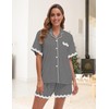 MORFORU Pajamas for Women Set 2 Pcs Lace Short Sleeve