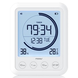 mooas Visual Shower Clock Digital Bathroom Shower Clock Waterproof Shower Timer, Temperature & Humidity, Large Backlit Display, Countdown Countup Productivity Timer for Kitchen & Bathroom