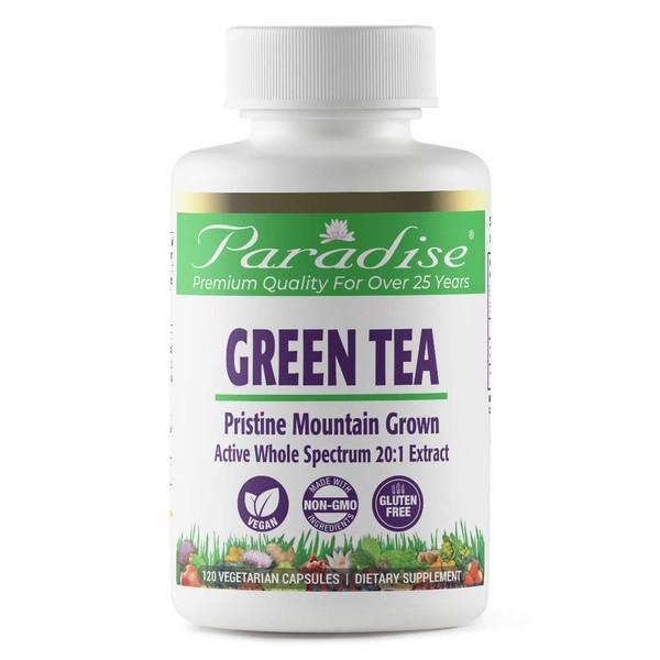 Paradise Green Tea Extract, 100% Naturally Extracted, Non GMO, Gluten Free, 120 Vegetarian Capsules