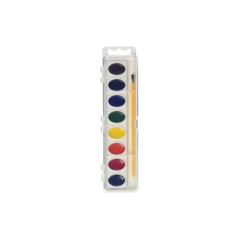 Crayola Artista 16 Semi-Moist Oval Pans Watercolor Set with Brush