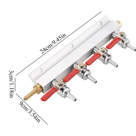 Distribuidor de Gas y Aire Co2 de 4 Vías, Divisor de Cerveza, Material de Acero Inoxidable, Latón y Aluminio Duradero, Fácil Instalación, Múltiples Líneas, Caída de Presión de 2