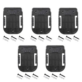 QINIZX 5 Packs Battery Wall Mount Storage Shelf Rack, Battery Holder Compatible for Makita 18V/for Bosch 18V Li-ion Batteries Cover/Protector Organizer Shelf Bracket Belt Slot