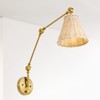HYKOMI Wall Sconce Rattan Wrapped Wall Lamp, Adjustable Swing Arm