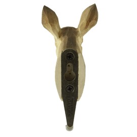 WILDLIFEGARDEN Wildlife Garden - Hook Roe Deer (WG507) - Hand Carved Decorative Coat Hook, Wall Mounted, Made of Wood and Metal - European Animals Collection