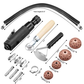 Air Tire Restoration Polish Patch Tools Kit Heavy Duty - Include 2500rpm Low Speed Air Tire Buffer, Tire Inner Liner Scraper, Patch Roller, Tungsten Steel Buffing Wheel