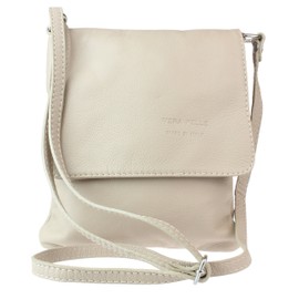 Girly Handbags Womens Italian Genuine Leather Shoulder Bag Small Cross Body Messenger Soft Leather Vera Pelle Phone Holder Holiday - Beige