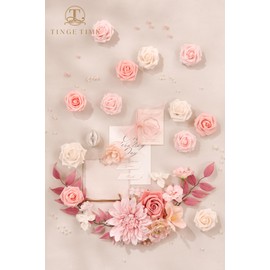 TINGE TIME Artificial Flowers Light Pink Flower Combo for DIY Wedding Bouquets Table Centerpieces Arrangements Party Baby Shower Home Spring Decorations