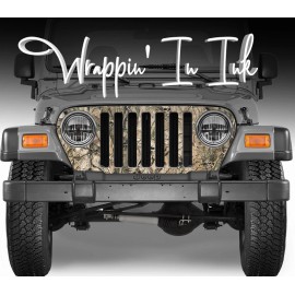 Wrappin' In Ink Grill Wrap in Skull Obliteration Camouflage for Jeep Wrangler 1997-2006