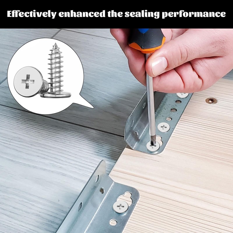 50PCS 304 Stainless Steel Screws,Flat Head Self Tapping Screws Metal,M4