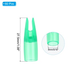PATIKIL 8mm Archery Arrows Nocks, 60 Pcs Plastic Glue on Arrow Nock Replacement for 5/16" Hunting Arrows Compound Bow Recurve Bow, Clear Green