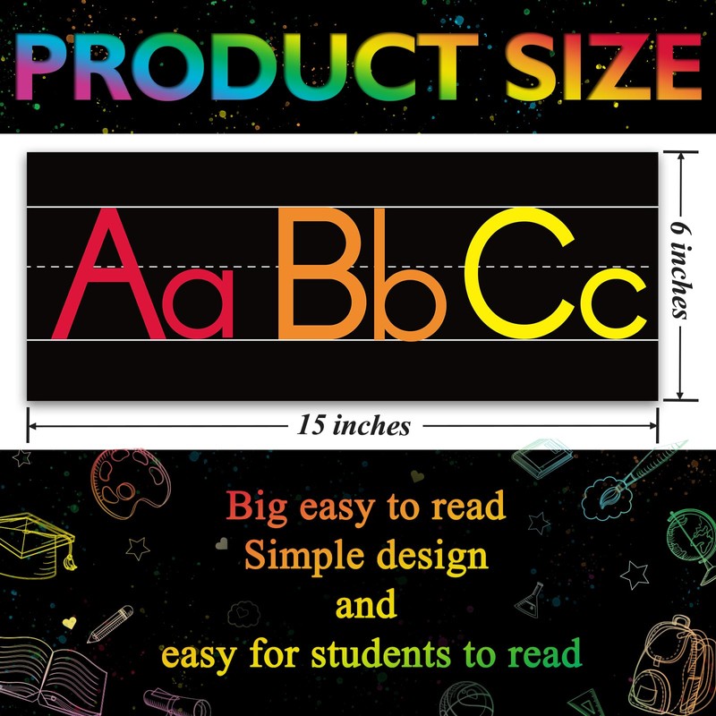 12 Pieces Alphabet Line for Classroom Wall Chalkboard Brights Manuscript