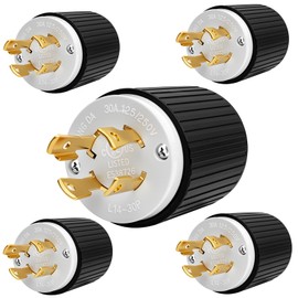 Yomiuwo 5 Pack NEMA L14-30P Locking Plug, 30 Amp 125/250V Twist Lock Male Plug, 3 Pole 4 Wire Grounding, Industrial Heavy Duty Generator Adapter, UL Listed,