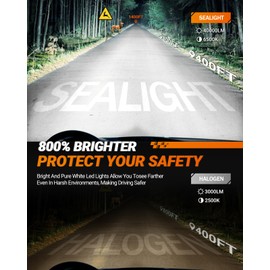 SEALIGHT 9004/HB1 Bulbs Hi/Low Beam, 900% Super Brighter, 1:1 Size Fog Bulbs, 6500K Cool White, 60000Hrs Long Service Life with Cooling Fan, 3MIN Play and Plug, Pack of 2
