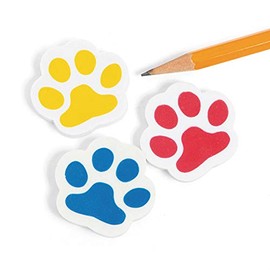 cama24com Colourful Paw Erasers Pack of 12 Party Bags Children's Birthday Party Bags with Palandi® Sticker