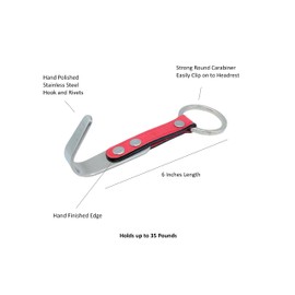 IQ Labs Car Headrest Hanger Hooks 2 Pack Premium Leather Stainless Steel Car Seat Head Rest Storage Organizer Universal for Handbag Purse Vehicle Car Rustic Brown Leather Black Hook