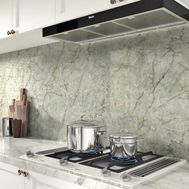 LIKILIKI Green Marble Contact Paper for Countertops Waterproof Granite Peel