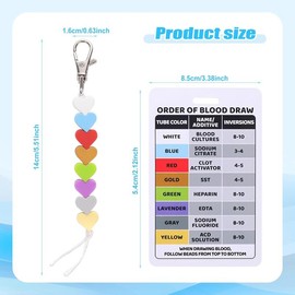 Order of  Draw Beads with Reference Card, Order of  Draw Vertical Badge Card Badge Reel Accessories Phlebotomy Essentials for Work or School RN Nurse Student Practitioner Grad
